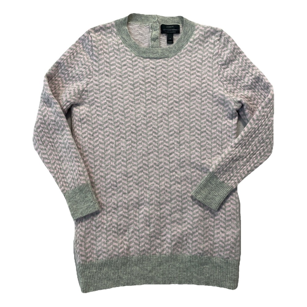 J.CREW Italian Cashmere Women's Sweater Small/ Xsmall Pink/Gray Chevron EUC Soft - Picture 1 of 7
